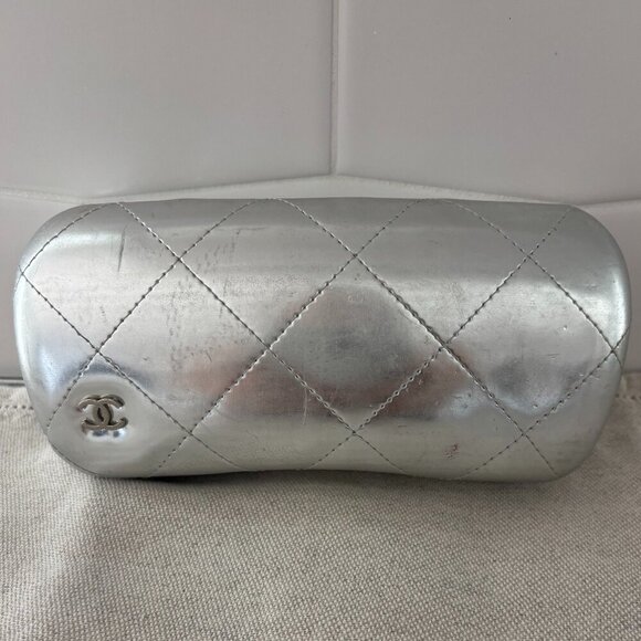 Chanel Vintage CC Sunglasses - Silver Iridescent - Rhinestones - 4095-B 124/Z1 - Picture 10 of 12